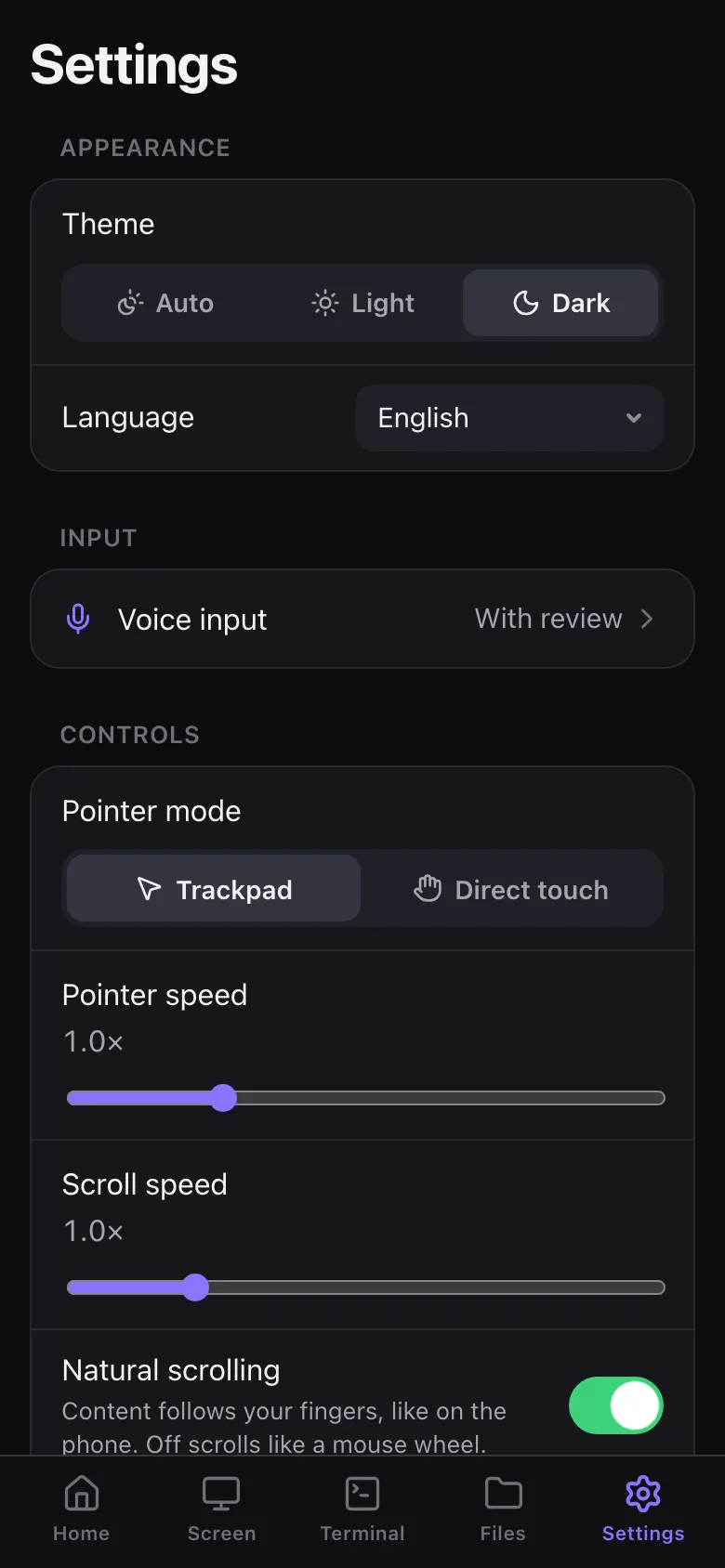 ErtiDesk for iPhone: trackpad and direct touch controls