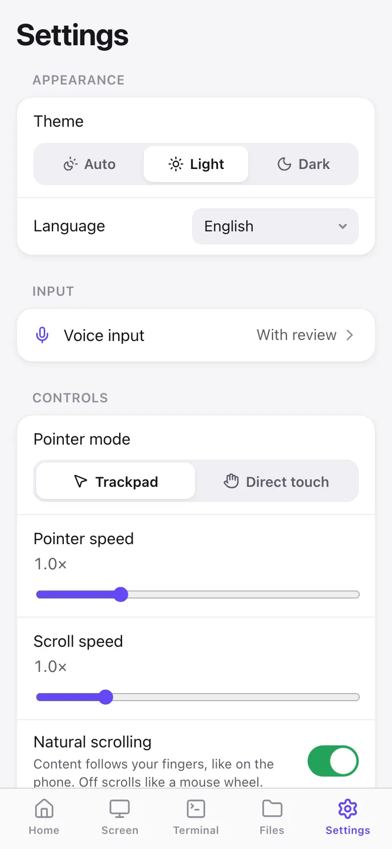 ErtiDesk for iPhone: trackpad and direct touch controls